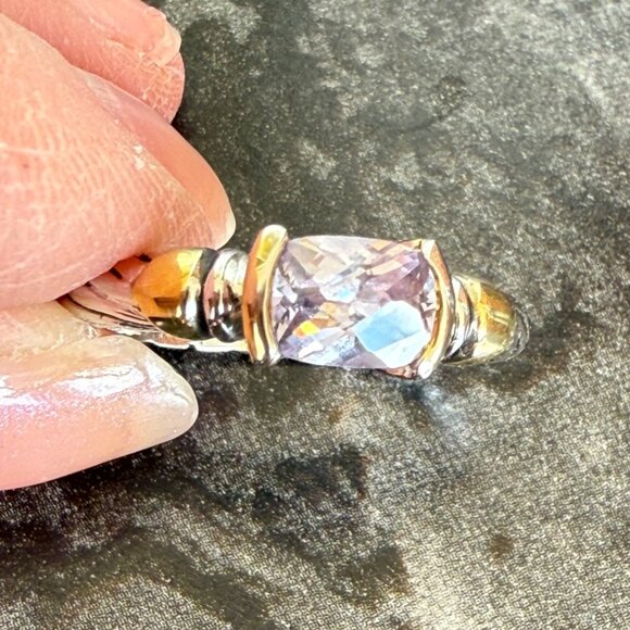 Lavender CZ Cable Band Ring Size 8 10K Gold Estate Jewelry Timeless Style - Picture 6 of 14